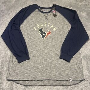 NFL Team Apparel Houston Texans Men's 4XL Majestic Long Sleeve Shirt Raglan NWT‎